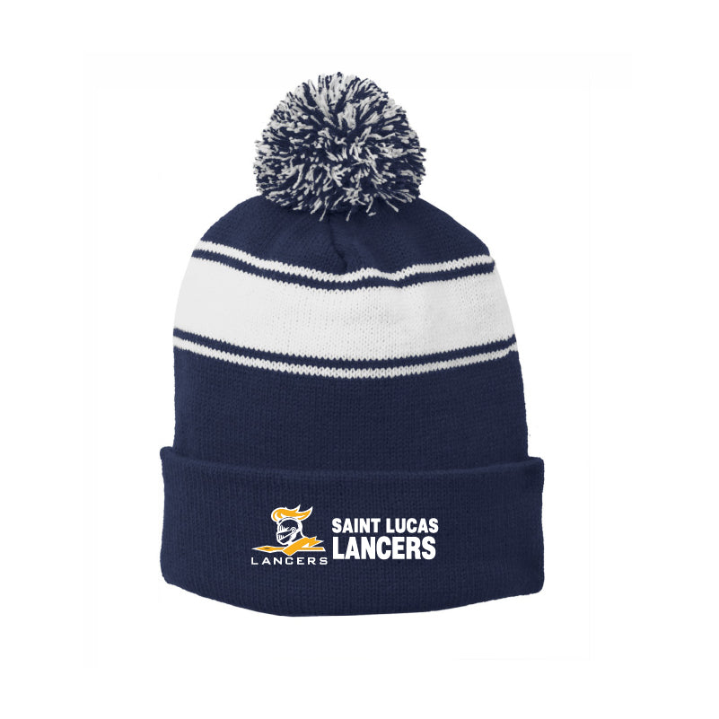 Sport-Tek® Stripe Pom Pom Beanie - Lancers