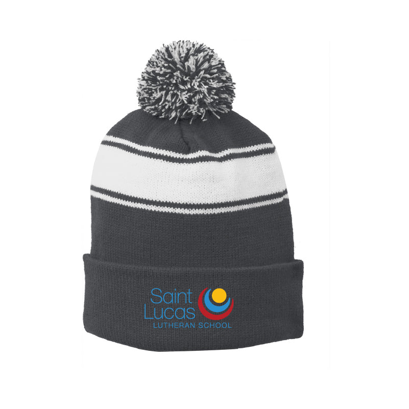 Sport-Tek® Stripe Pom Pom Beanie